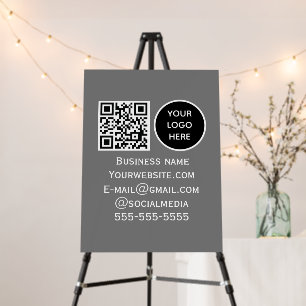 QR Code Business Logo Professional Grey Modern Foam Board