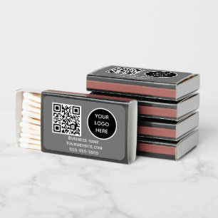QR Code Business Logo Professional Grey Modern Matchboxes
