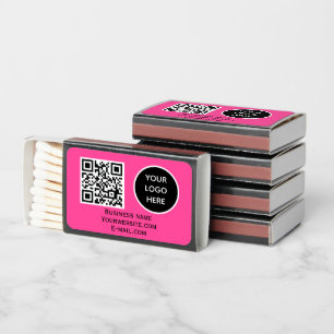 QR Code Business Logo Professional Hot Pink Modern Matchboxes