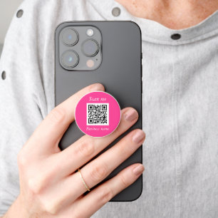 QR Code Business Logo Professional Hot Pink PopSocket