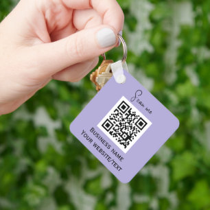 QR Code Business Logo Professional Lavender Purple Keychain