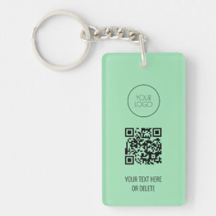 QR Code Business Logo Professional Mint Green Keychain