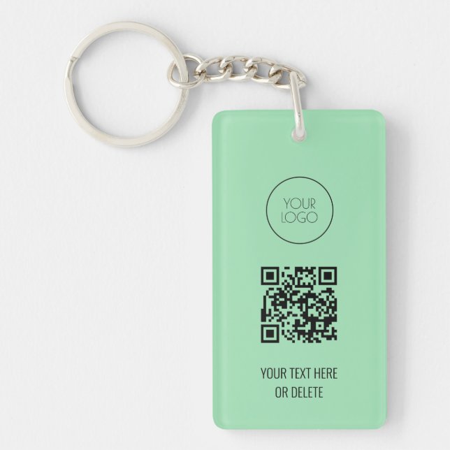 QR Code Business Logo Professional Mint Green Keychain (Front)