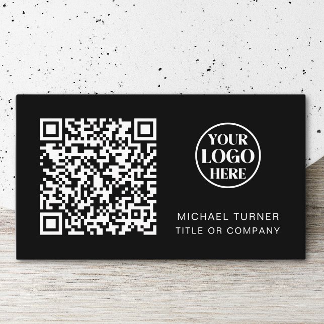 QR Code Business Logo Professional Modern Black Business Card (Creator Uploaded)