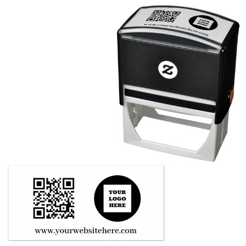 QR Code Business Logo Professional Modern black Self_inking Stamp