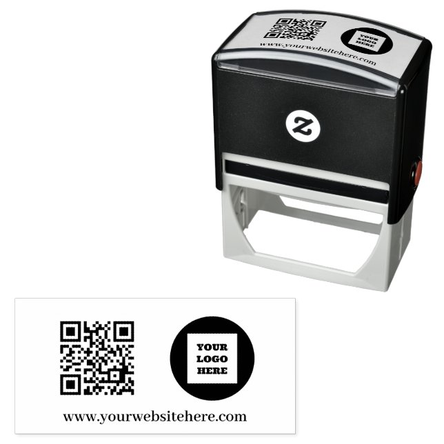 QR Code Business Logo Professional Modern black Self-inking Stamp (In Situ)