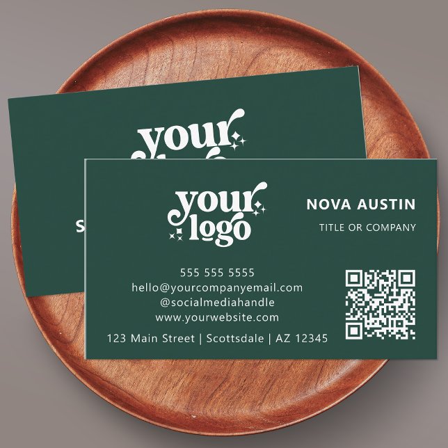 QR Code Business Logo Professional Modern Green Card (Creator Uploaded)