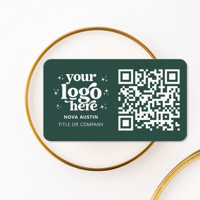 QR Code Business Logo Professional Modern Green Card (Creator Uploaded)