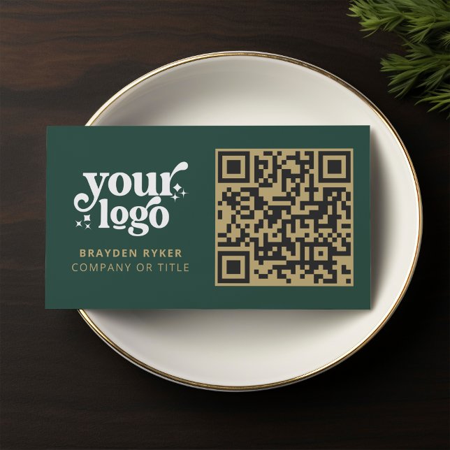 QR Code Business Logo Professional Modern Green Card (Creator Uploaded)