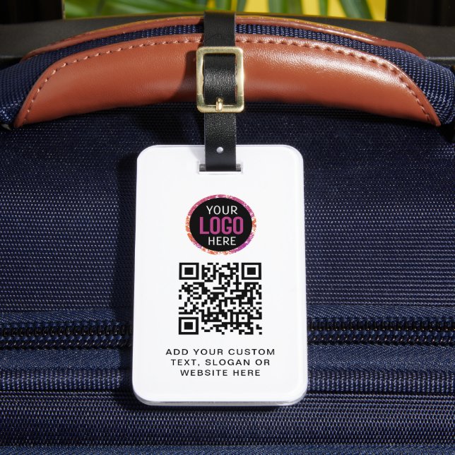 QR Code | Business Logo Professional Modern  Luggage Tag (Front Insitu 2)