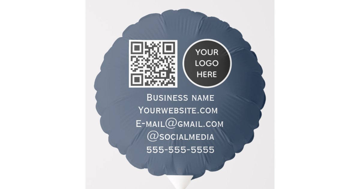 QR Code Business Logo Professional Navy Blue Balloon | Zazzle