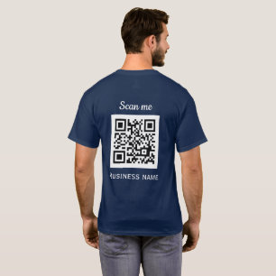 QR Code Business Logo Professional Navy Blue T-Shirt