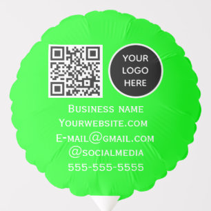 QR Code Business Logo Professional Neon Green Balloon