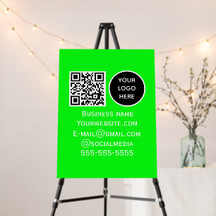 QR Code Business Logo Professional Neon green Foam Board