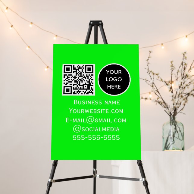 QR Code Business Logo Professional Neon green Foam Board (In Situ (Stand))