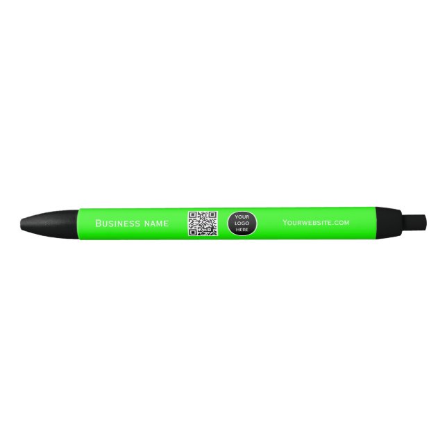 QR Code Business Logo Professional Neon green Pen (Front)