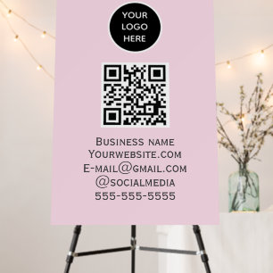 QR Code Business Logo Professional Pink Foam Board
