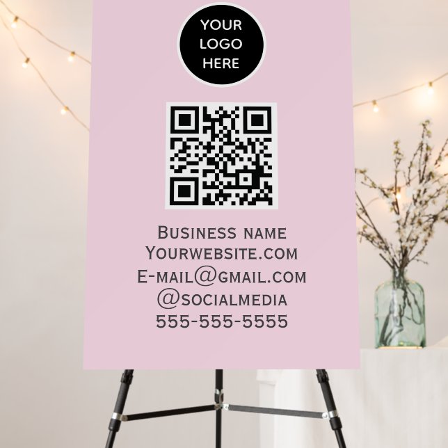 QR Code Business Logo Professional Pink Foam Board (In Situ (Stand))