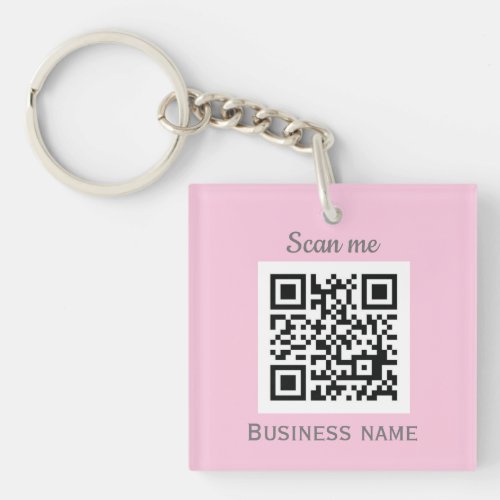 QR Code Business Logo Professional Pink Girly Keychain