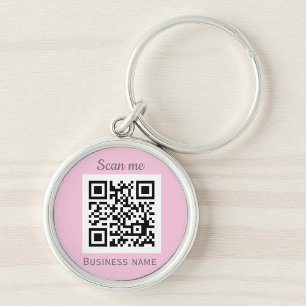 QR Code Business Logo Professional Pink Girly Keychain