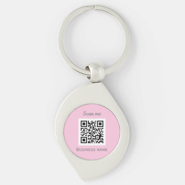 QR Code Business Logo Professional Pink Girly Keychain (Front)