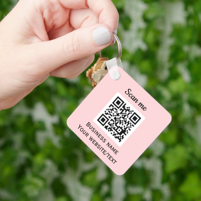 QR Code Business Logo Professional Pink Keychain (Hand)