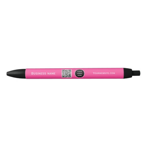 QR Code Business Logo Professional Pink Modern Black Ink Pen