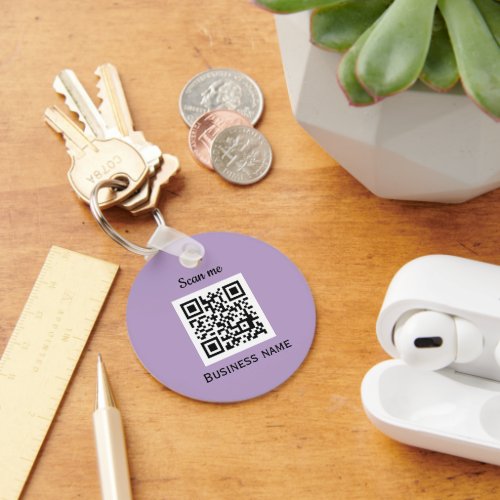 QR Code Business Logo Professional Purple Lilac Keychain