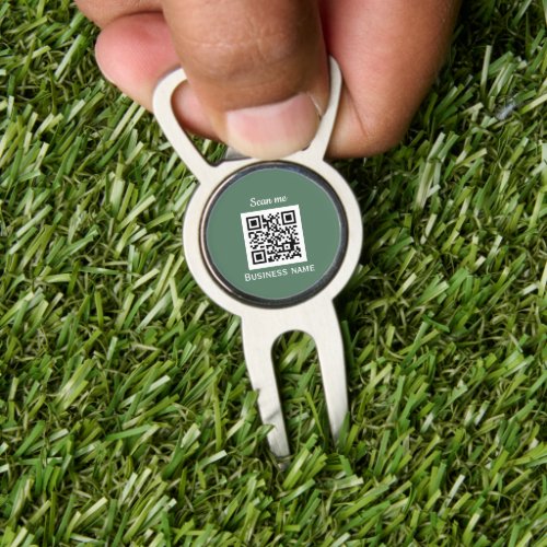 QR Code Business Logo Professional Sage Green Divot Tool