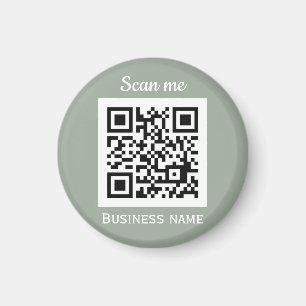 QR Code Business Logo Professional Sage Green Magnet