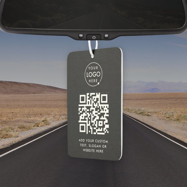 QR Code | Business Logo Professional Simple Black Air Freshener (Creator Uploaded)