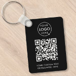 QR Code | Business Logo Professional Simple Black  Keychain<br><div class="desc">A simple custom black business QR code keychain template in a modern minimalist style which can be easily updated with your company logo,  QR code and custom text,  eg. scan me to...  #QRcode #logo #keychain #business</div>