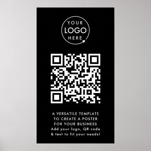 QR Code  Business Logo Professional Simple Black Poster