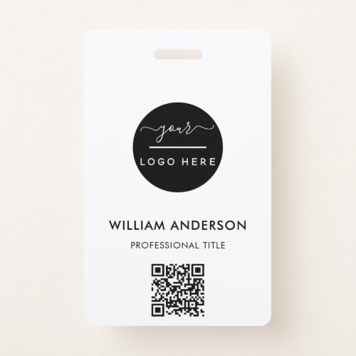 QR Code  Business Logo Professional Simple Gray B Badge