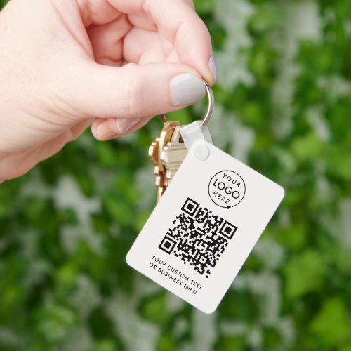 QR Code  Business Logo Professional Simple Gray Keychain