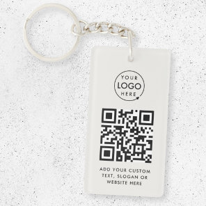 QR Code | Business Logo Professional Simple Gray Keychain