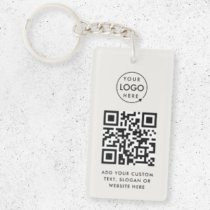 QR Code   Business Logo Professional Simple Gray Keychain