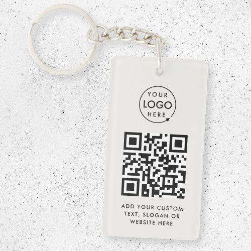 QR Code  Business Logo Professional Simple Gray Keychain