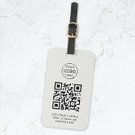 QR Code | Business Logo Professional Simple Gray Luggage Tag<br><div class="desc">A simple custom gray business QR code luggage tag template in a modern minimalist style which can be easily updated with your company logo,  QR code and custom text,  eg. scan me to...  #QRcode #logo #luggagetag #business</div>