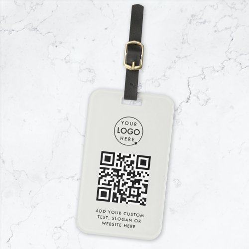QR Code  Business Logo Professional Simple Gray Luggage Tag