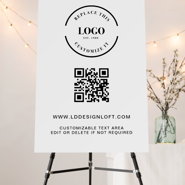 QR code Business logo Professional Simple Text Foam Board (In Situ (Stand))