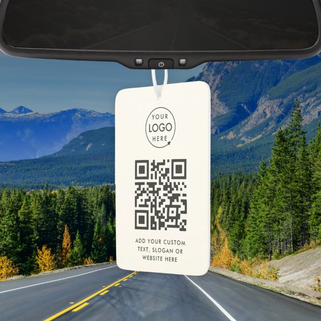 QR Code | Business Logo Professional Simple White Air Freshener (Creator Uploaded)
