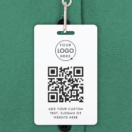 QR Code | Business Logo Professional Simple White Badge