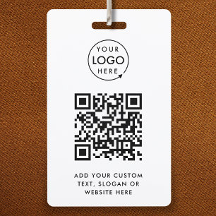 QR Code   Business Logo Professional Simple White Badge