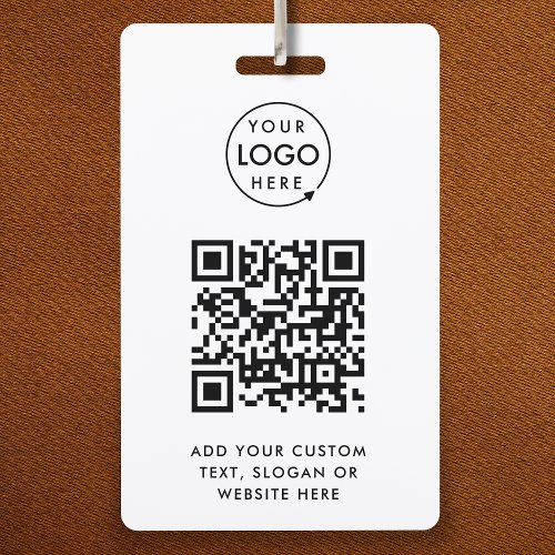 QR Code  Business Logo Professional Simple White Badge