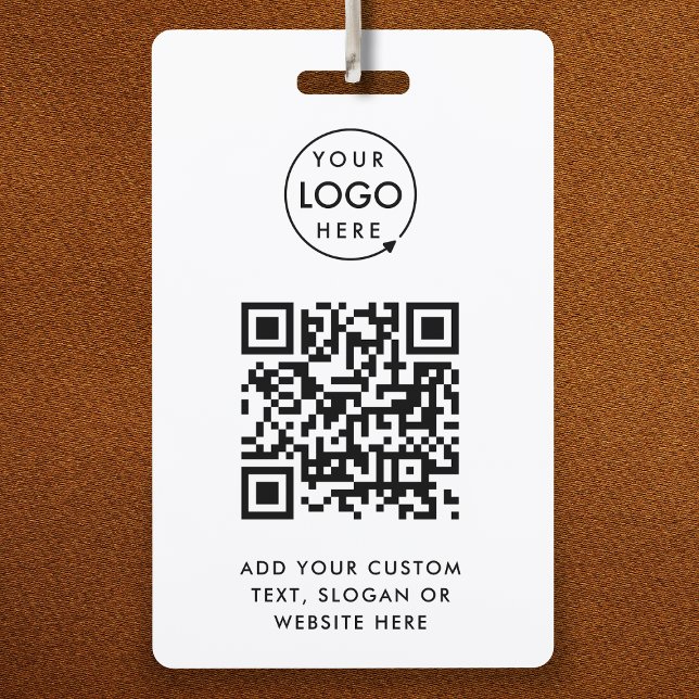 QR Code | Business Logo Professional Simple White Badge (Creator Uploaded)