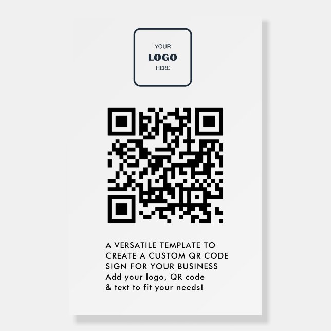 QR Code | Business Logo Professional Simple White Foam Board (Front)