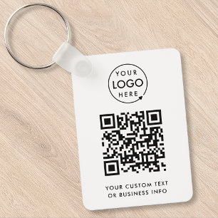 QR Code   Business Logo Professional Simple White  Keychain