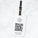 QR Code | Business Logo Professional Simple White Luggage Tag<br><div class="desc">A simple custom white business QR code luggage tag template in a modern minimalist style which can be easily updated with your company logo,  QR code and custom text,  eg. scan me to...  #QRcode #logo #luggagetag #business</div>