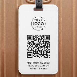 QR Code   Business Logo Professional Simple White Luggage Tag